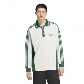 Adidas Originals Pique Knit long sleeve polo - White (Off White / Dark Green) дамски,блузи,с,яка,мъжки,блузи,с,яка,adidas,originals,pique,knit,long,sleeve,polo,white,(off,white,dark,green)