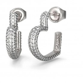 Guess Beloved Pave Heart earrings - Silver (Silver) бижутерия,guess,beloved,pave,heart,earrings,silver,(silver)