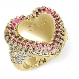 Guess Beloved Pave Heart ring - Golden (Gold / Pink) бижутерия,guess,beloved,pave,heart,ring,golden,(gold,pink)