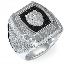 бижутерия,guess,lion,king,pave,ring,silver,(silver,white)