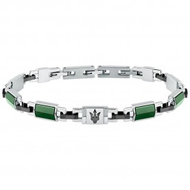 Maserati JM425ATZ68 bracelet - Silver (Gunmetal / Green) бижутерия,maserati,jm425atz68,bracelet,silver,(gunmetal,green)