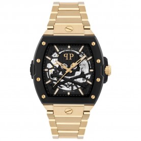 часовник,часовници,philipp,plein,the,skeleton,44mm,5atm,automatic,analogical,watch,golden,(gold,black,mineral)