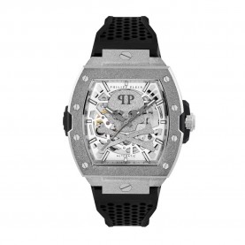 часовник,часовници,philipp,plein,the,skeleton,frosted,44mm,5atm,automatic,analogical,watch,grey,(black,silver,mineral)