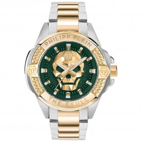 часовник,часовници,philipp,plein,the,skull,44mm,5atm,quartz,analogical,watch,golden,(gold,green,mineral)