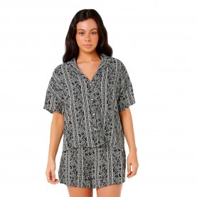 Риза с къс ръкав Rip curl Molokaï short sleeve shirt - Grey (Black / White) риза,с,къс,ръкав,дамски,ризи,мъжки,ризи,rip,curl,molokaï,short,sleeve,shirt,grey,(black,white)