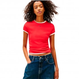 Тениска Tommy hilfiger DW0DW17383 short sleeve T-shirt - Red (Red Alert) тениска,мъжки,тениски,дамски,тениски,tommy,hilfiger,dw0dw17383,short,sleeve,t,shirt,red,(red,alert)