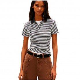Tommy hilfiger DW0DW20160 short sleeve polo - White (Black / Ecru Stripe) дамски,блузи,с,яка,мъжки,блузи,с,яка,tommy,hilfiger,dw0dw20160,short,sleeve,polo,white,(black,ecru,stripe)