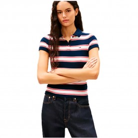 Tommy hilfiger DW0DW22327 short sleeve polo - Blue (Dark Night Navy / Multi Stripe) дамски,блузи,с,яка,мъжки,блузи,с,яка,tommy,hilfiger,dw0dw22327,short,sleeve,polo,blue,(dark,night,navy,multi,stripe)