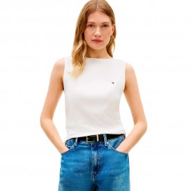 Тениска Tommy hilfiger 5x2 Rib Boat Slim Fit sleeveless T-shirt - White (Ecru) тениска,мъжки,тениски,дамски,тениски,tommy,hilfiger,5x2,rib,boat,slim,fit,sleeveless,t,shirt,white,(ecru)