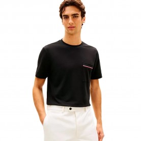 Тениска Tommy hilfiger Global Stripe Pique Pocket short sleeve T-shirt - Black (Black) тениска,мъжки,тениски,дамски,тениски,tommy,hilfiger,global,stripe,pique,pocket,short,sleeve,t,shirt,black,(black)
