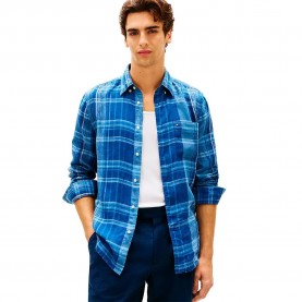 Карирана риза Tommy hilfiger MW0MW42399 Linen long sleeve shirt - Blue (Brisk Blue / Check) карирана,риза,дамски,ризи,мъжки,ризи,tommy,hilfiger,mw0mw42399,linen,long,sleeve,shirt,blue,(brisk,blue,check)