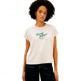 Тениска Tommy hilfiger Seasonal Script short sleeve T-shirt - Beige (Heather Oatmilk) тениска,мъжки,тениски,дамски,тениски,tommy,hilfiger,seasonal,script,short,sleeve,t,shirt,beige,(heather,oatmilk)
