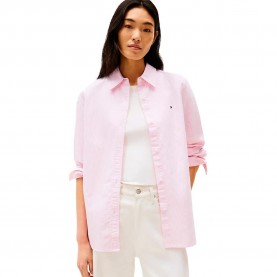 Риза с дълъг ръкав Tommy hilfiger WW0WW46111 long sleeve shirt - Pink (Classic Ithaca Stripe / Mid Pink) риза,с,дълъг,ръкав,дамски,ризи,мъжки,ризи,tommy,hilfiger,ww0ww46111,long,sleeve,shirt,pink,(classic,ithaca,stripe,mid,pink)