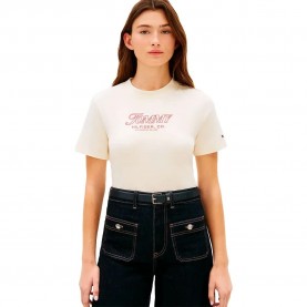 Тениска Tommy hilfiger WW0WW48707 short sleeve T-shirt - Beige (Calico) тениска,мъжки,тениски,дамски,тениски,tommy,hilfiger,ww0ww48707,short,sleeve,t,shirt,beige,(calico)