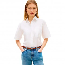 Риза с къс ръкав Tommy hilfiger WW0WW48899 short sleeve shirt - White (Th Optic White) риза,с,къс,ръкав,дамски,ризи,мъжки,ризи,tommy,hilfiger,ww0ww48899,short,sleeve,shirt,white,(th,optic,white)