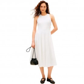 Рокля Tommy hilfiger WW0WW49055 Linen sleeveless midi dress - White (Th Optic White) рокля,дамски,поли,и,рокли,tommy,hilfiger,ww0ww49055,linen,sleeveless,midi,dress,white,(th,optic,white)