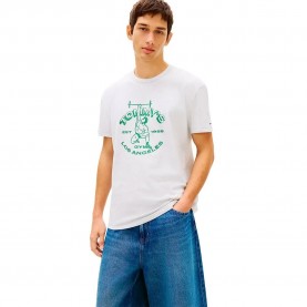 Тениска Tommy jeans DM0DM22518 short sleeve T-shirt - White (Ice Grey Heather) тениска,мъжки,тениски,дамски,тениски,tommy,jeans,dm0dm22518,short,sleeve,t,shirt,white,(ice,grey,heather)