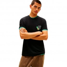 Тениска Tommy jeans DM0DM22533 short sleeve T-shirt - Black (Black) тениска,мъжки,тениски,дамски,тениски,tommy,jeans,dm0dm22533,short,sleeve,t,shirt,black,(black)