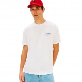 Тениска Tommy jeans DM0DM22541 short sleeve T-shirt - White (Ecru) тениска,мъжки,тениски,дамски,тениски,tommy,jeans,dm0dm22541,short,sleeve,t,shirt,white,(ecru)