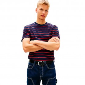 Тениска Tommy jeans DM0DM22544 short sleeve T-shirt - Blue (Dark Night Navy Stripe) тениска,мъжки,тениски,дамски,тениски,tommy,jeans,dm0dm22544,short,sleeve,t,shirt,blue,(dark,night,navy,stripe)