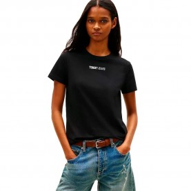 Тениска Tommy jeans Essential Logo 2 short sleeve T-shirt - Black (Black) тениска,мъжки,тениски,дамски,тениски,tommy,jeans,essential,logo,2,short,sleeve,t,shirt,black,(black)
