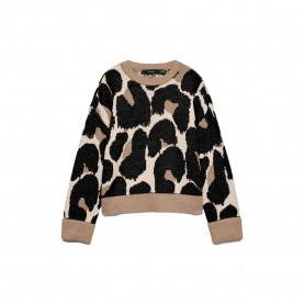Блуза Vero moda Leonie sweater - Brown / Black (Silver Mink / Pattern Black / Birch / Leo) блуза,мъжки,пуловери,дамски,пуловери,vero,moda,leonie,sweater,brown,black,(silver,mink,pattern,black,birch,leo)