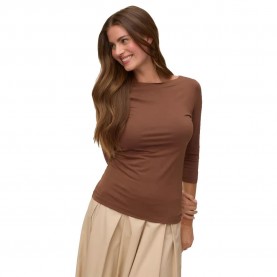 Тениска Vero moda Panda Modal 3/4 sleeve T-shirt - Brown (Cocoa Brown) тениска,мъжки,тениски,дамски,тениски,vero,moda,panda,modal,3,4,sleeve,t,shirt,brown,(cocoa,brown)