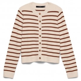 Жилетка Vero moda Saba Plain cardigan - Beige (Birch / Stripes Cocoa Brown) жилетка,мъжки,пуловери,дамски,пуловери,vero,moda,saba,plain,cardigan,beige,(birch,stripes,cocoa,brown)