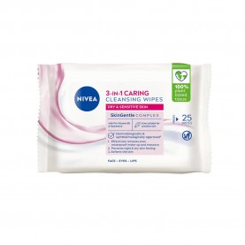 ексфолианти,nivea,caring,25,stk,cleansing,wipes,white,(white,blue)