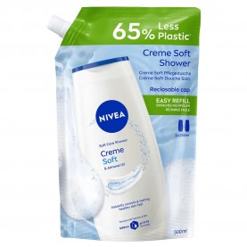 хигиена,тяло,nivea,creme,soft,refill,500ml,shower,gel,clear,(blue,white)