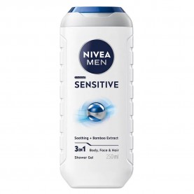 хигиена,тяло,nivea,men,sensitive,250,ml,shower,gel,clear,(blue,white)