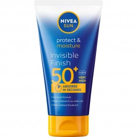 хигиена,тяло,nivea,protect,&,moisture,invisible,finish,spf,50+,150,ml,sun,cream,clear,(blue,white)