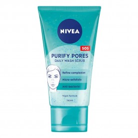 Nivea Pure Effect Pore Purifying 150 ml cleanser - Transparent / Blue ексфолианти,nivea,pure,effect,pore,purifying,150,ml,cleanser,transparent,blue