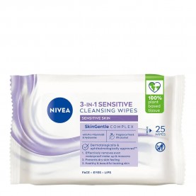ексфолианти,nivea,sensitive,25,stk,cleansing,wipes,white,(white,pink)