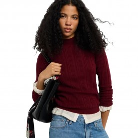 Блуза Pepe jeans Anna high neck sweater - Red (Bordeaux Red) блуза,мъжки,пуловери,дамски,пуловери,pepe,jeans,anna,high,neck,sweater,red,(bordeaux,red)
