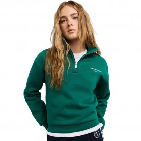 Блуза Pepe jeans Bertha half zip sweatshirt - Green (Sherwood Green) блуза,дамски,блузи,pepe,jeans,bertha,half,zip,sweatshirt,green,(sherwood,green)