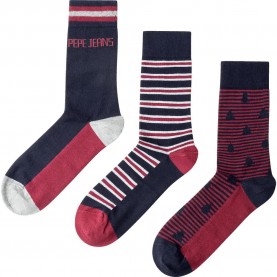 Чорапи Pepe jeans Christmas Tree crew socks 3 pairs - Multicolor (Ruby Wine Red) чорапи,мъжки,чорапи,дамски,чорапи,pepe,jeans,christmas,tree,crew,socks,3,pairs,multicolor,(ruby,wine,red)