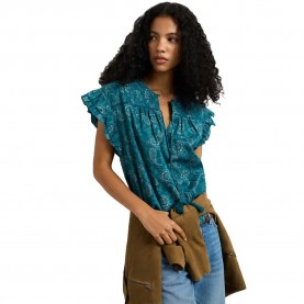 Pepe jeans Gabriela short sleeve blouse - Blue (Duck Green) дамски,блузи,pepe,jeans,gabriela,short,sleeve,blouse,blue,(duck,green)