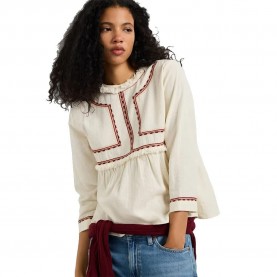 Риза с дълъг ръкав Pepe jeans Graciela long sleeve shirt - Beige / White (Canvas White) риза,с,дълъг,ръкав,дамски,ризи,мъжки,ризи,pepe,jeans,graciela,long,sleeve,shirt,beige,white,(canvas,white)