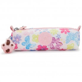 Kipling Freedom pencil case - White (Flower Stamp) ученически,принадлежности,kipling,freedom,pencil,case,white,(flower,stamp)