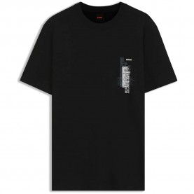 Тениска BOSS Footprint 10277382 ORANGE T-shirt - Black (Black) тениска,мъжки,тениски,дамски,тениски,boss,footprint,10277382,orange,t,shirt,black,(black)