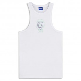 Тениска HUGO Dimartini 10279036 BLUE sleeveless T-shirt - White (White) тениска,мъжки,тениски,дамски,тениски,hugo,dimartini,10279036,blue,sleeveless,t,shirt,white,(white)
