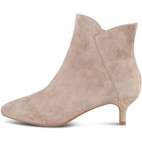 Woden Saga Zip S heel booties - Brown (Taupe) дамски,боти,мъжки,боти,woden,saga,zip,s,heel,booties,brown,(taupe)