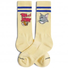 Чорапи Jimmy lion Athletic Tom And Jerry Heads long socks - Yellow (Butter Yellow) чорапи,мъжки,чорапи,дамски,чорапи,jimmy,lion,athletic,tom,and,jerry,heads,long,socks,yellow,(butter,yellow)