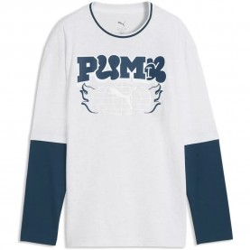 Тениска Puma MID90s Relaxed Layered long sleeve T-shirt - White (White Glow Heather) тениска,мъжки,тениски,дамски,тениски,puma,mid90s,relaxed,layered,long,sleeve,t,shirt,white,(white,glow,heather)