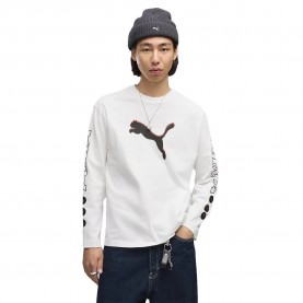 Тениска Puma Sport Street Relaxed Graphic long sleeve T-shirt - White (Puma White) тениска,мъжки,тениски,дамски,тениски,puma,sport,street,relaxed,graphic,long,sleeve,t,shirt,white,(puma,white)