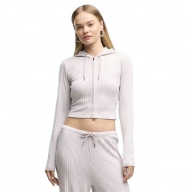 Блуза Puma Essential Ribbed Soft Touch full zip sweatshirt - White (Misty Pink Heather) блуза,дамски,блузи,puma,essential,ribbed,soft,touch,full,zip,sweatshirt,white,(misty,pink,heather)