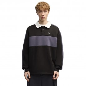 Puma T7 Relaxed long sleeve polo - Black (Puma Black) дамски,блузи,с,яка,мъжки,блузи,с,яка,puma,t7,relaxed,long,sleeve,polo,black,(puma,black)