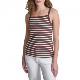 Тениска DKNY DW5900274 sleeveless T-shirt - Brown (Bleecker Stripped Chesnut) тениска,мъжки,тениски,дамски,тениски,dkny,dw5900274,sleeveless,t,shirt,brown,(bleecker,stripped,chesnut)