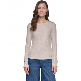 Фланелка с дълъг ръкав DKNY DW5900326 long sleeve top - Beige (Pebble Beige) фланелка,с,дълъг,ръкав,дамски,топове,dkny,dw5900326,long,sleeve,top,beige,(pebble,beige)